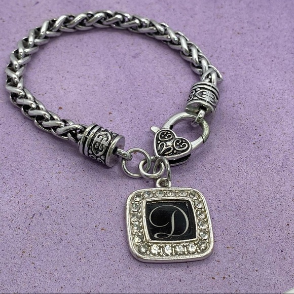 Silvertone Mesh Initial Bracelet - Picture 7 of 7